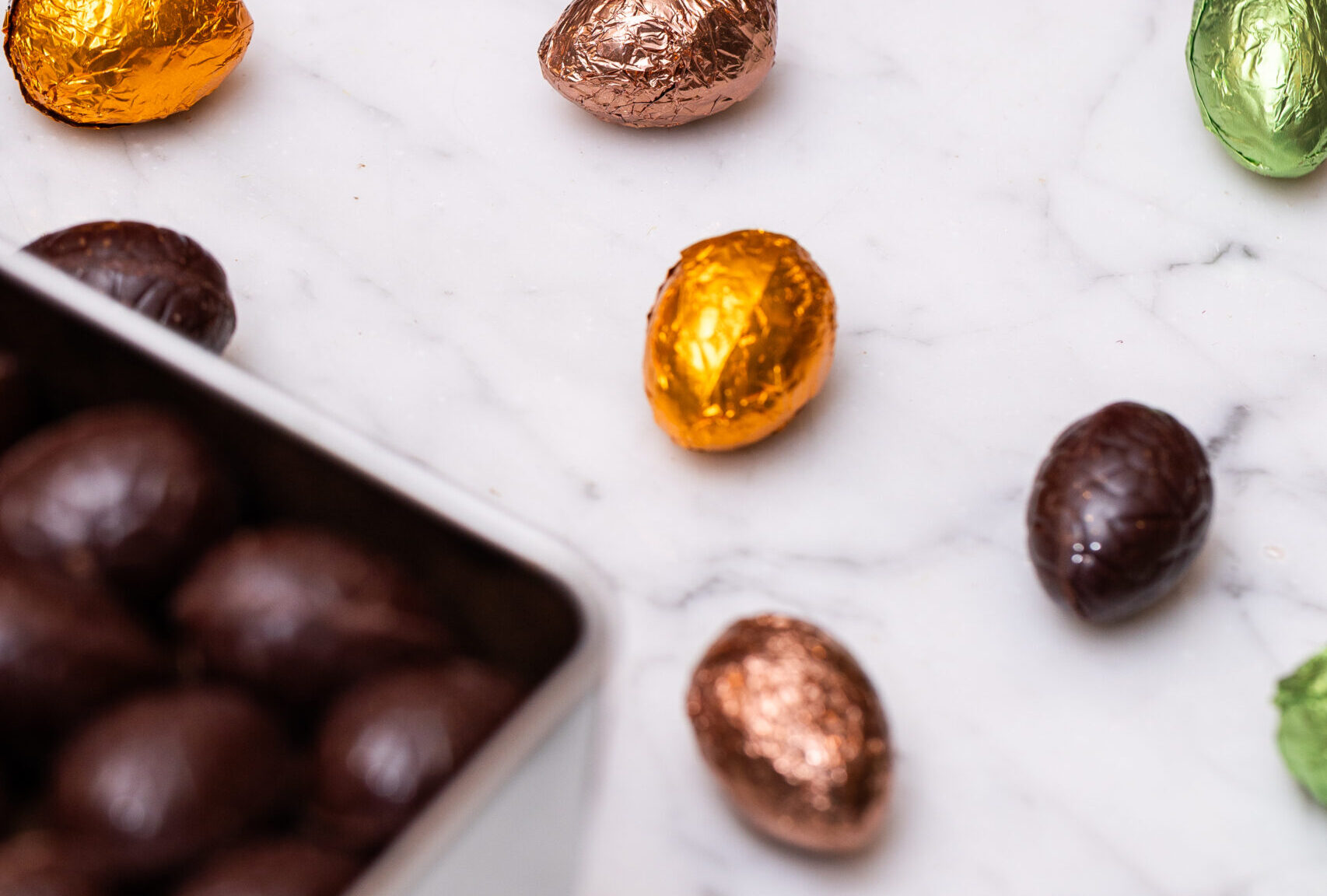 Œufs en chocolat de Pâques emballés