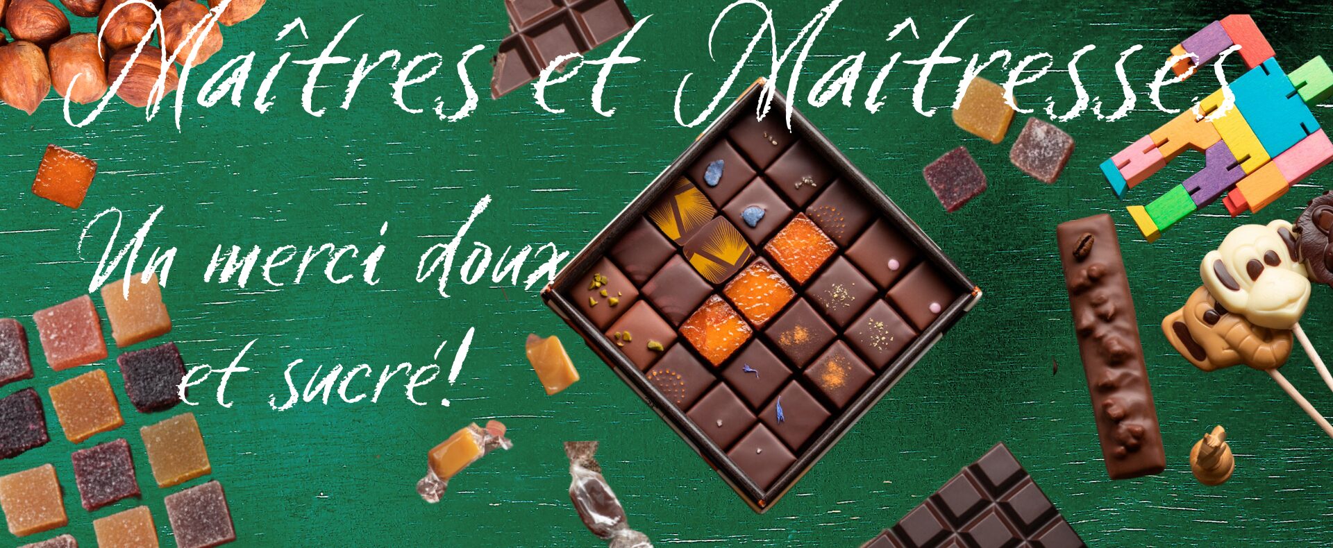 Bannière promo chocolats pour maîtres et maîtresses
